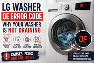 LG washer OE error code troubleshooting guide for drain pump and drainage problems