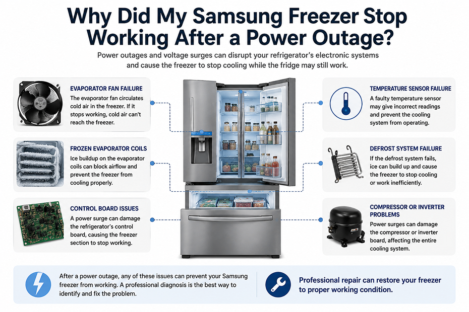 Samsung freezer not working after power outage infographic
